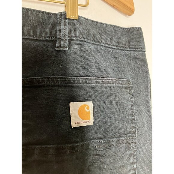Carhartt Men's 42x30 Distressed Relaxed Fit Duck Double Front Work Pants Black - Picture 8 of 9